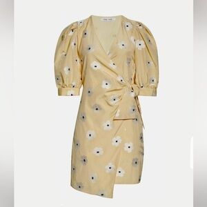 Samsoe Samsoe “Celestina” Floral Wrap Puff Sleeve Dress in Silk Blend | S Small